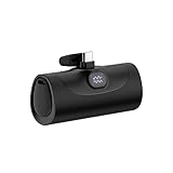 モバイルバッテリー 5000mAh 小型 軽量 ミニ USB 20W Type-C iPhone 16 15 Android タブレット ケーブル不要 直接充電 ケーブル充電 小型 コンパクト 軽量 飛行機 急速充電 スマホ バッテリー残量 デジタル数字 ホワイト ブラック アルミスタンド 充電器 急速 飛行機OK 防災グッズ PSE適合品 (ブラック)