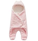 Platinum Loops 暖かい ふわふわ おくるみ 足つき ボア フリース 赤ちゃん ベビー アフガン ブランケット スリーパー 冬 お出掛け (ピンク)