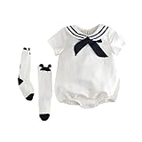 (ディープアイズ) DEEPEYES ベビー服 ロンパース 半袖 セーラー マリン カバーオール 水兵さん ベビー キッズ 赤ちゃん 女の子 男の子 子供服 夏 (Lサイズ)