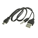 DEEIRAO USB2.0充電コード - Mini Bオスと3.5mmジャックプラグオーディオケーブル MP3/MP4 Bluetoothスピーカー(ミニUSB)用