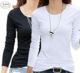 レディース トップス インナー Tシャツ(GT-2PC black/white S)