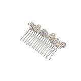 パールの ヘアコーム 髪飾り 髪留め ヘアピン バレッタ おしゃれ ヘアアクセサリー パーティー ドレス ドレス 結婚式 成人式 卒業式 入学式 和装 着物 (ホワイト)