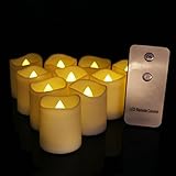 Youngerbaby 12個暖かいホワイトFlame LEDティーライトとリモートコントロール – アウトドアLEDフレイムレスキャンドル – ちらつきバッテリーOperated Electricキ