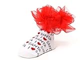 (マッドパイ)Mud Pie ベビーソックス/靴下 130265 I LOVE SANTA SOCKS/アイラブサンタ/クリスマス ホワイト×レッド 0-12m(0～12ヶ月) [並行輸入品]