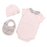 (バーバリー) BURBERRY ロンパース&帽子&よだれかけ(3点セット) 39447 ピンク系 12M キッズ 3点セット