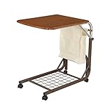 ベッドサイド パソコンデスク 机 コンパス 調整デスク 組立不要 キャスター付き (白)