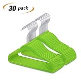 IEOKE ベビーハンガー こども用 すべらない 洗濯 クロゼット収納 回転フック 30本組 (グリーン)