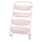 TBM-9917PK　メッシュ式ワゴン4段 キャスター付　ピンク