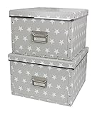 Bigsobox TEKLA 取っ手付きデザイン収納ボックス2個セット 正方形 スターグレー 429284441