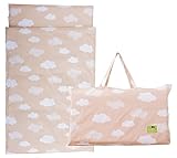 エムール 洗える『お昼寝 ベビー布団 5点セット 園児用』 持ち運べる バッグ付き 雲柄オレンジ