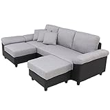 ソファ ソファー 3人掛け カウチソファ L字 北欧 リビング 【AQUA】 (グレー×ブラック)