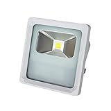LED投光器 超薄型 10W 100W相当 【電球色 3000K】 広角120度 防水加工 3mコード付き [本体カラー：ホワイト/白]