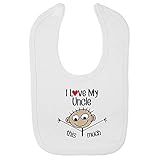 (フロソ) FLOSO 赤ちゃん・ベビー用 I Love My Uncle This Much(このぐらいおじちゃんが好き)プリント ベルクロビブ スタイ (ワンサイズ) (ホワイト)