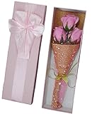 ソープフラワー メッセージカードセット(ピンク ローズ ３本)