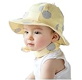 【Kan Sei＋】手洗い つば広5cm 100％コットン 紫外線 uvカットゴム紐付き (イエロー)