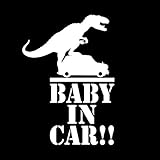 怪獣が乗ってる!? Baby in car カッティング ステッカー ホワイト 白