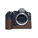 TP Original Canon EOS R6 iii R5 R6 R5 II R6 II R63 専用 オープナブルタイプ ハンドメイド本革 ボディケース 互換 電池交換便利 底面開閉 ハンドメイド本革ハーフカメラケースバッグカバー (ブラウン)