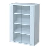 JKプラン 6BOXシリーズ ガラスキャビネット リビング収納 本棚にもなるリビングラック 幅60cm ホワイト fr-046-wh