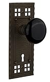 Nostalgic Warehouse Craftsman Plate with Keyhole Black Porcelain Knob Passage - 2.375 Oil-Rubbed Bro