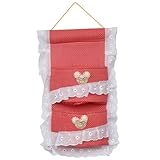 [水玉模様＆レース]　赤色/壁掛け/ウォールバスケット/ウォールオーガナイザー/掛けバスケット(22.86*40.64cm)