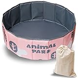 ZAIDEA 80cm コンパクト ボールプール ベビーサークル プレイサークル 収納袋付き 折りたたみ プレイマット おもちゃ箱 玩具 ブルー