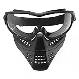 3in1 防曇 フルフェイス マスク サバゲー 曇らない レンズ 加工 フェイスガード (ブラック)