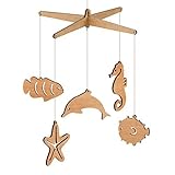 Wooden Australian Sea Life Nursery Baby Mobile - Tasmanian Oak / Flat pack (Clownfish, Dolphin, Seah