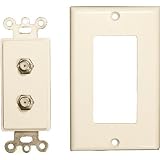 2ピース装飾デュアルFコネクタWallplate lt.アーモンド( Pkg of 3 )