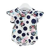 arina house(アリーナハウス) トップス ランダムドット 花柄 半袖 カットソー（130cm ネイビードット）