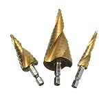 Kitoola キング・ウェイ3枚1/4 インチシャンク 4-12/4-20/4-32mm HSS スパイラル溝付きステップドリルビット