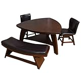 大川家具 オーク突板三角形ダイニングテーブル・チェア・ベンチ4点セット SKT-0049 代引不可 ポイント10倍