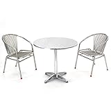 ガーデン3点セット ステンレス製 ガーデンチェア ガーデンテーブル ガーデンテーブルセット テーブルセット テーブルチェア スタッキングチェア 収納 ガーデン 家具 ガーデニング 屋外 庭 ベランダ 