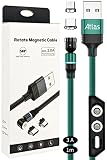 (株)アトラス 3A マグネット充電ケーブル 1本 1m 緑 QC3.0 急速充電 データ転送 LEDライト USB ケーブル/マグネット端子: microUSB TypeC/端子ケース/パッケージ付き
