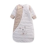 LAT(リー·アンド·タウン)ベビー スリーパー　寝袋　冬向け厚みアップ　防寒　着る布団　袖取り外しOK，Baby winter sleeping bag，Unisex，ほぼ6-18ヶ月，多機能 (ベ