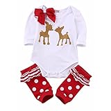 Ochine　幼児　新生児　ロンパース＋フットカバー　クリスマス　ベビー服　綿　カバーオール　男女兼用　出産祝い　クリスマスプレゼント　3-18月設定 (80、6-9M)