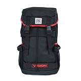 [ヴィジョンストリートウェア] VISION STREET WEAR リュック フラップ 黒 ブラック リュックサック バックパック スケーター ブラック/レッド