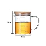 茶器　ガラスコップ　目盛り付く　お茶　350ｍｌ/500ｍｌ/1000ｍｌ　竹製の蓋付き　便利　耐熱ガラス　さゆを盛り　（Ｓ：350ｍｌ）