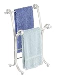 MetroDecor mDesign Metal Towel Holder Stand for Bathroom Vanities, Pearl White [並行輸入品]