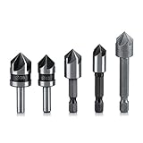 面取りカッター Acogedor 高速度鋼工具 バリ取り セット ドリルセット六角軸 穴あけ ネジ切り 木工 金属 加工 82度 5本セット