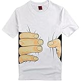 Plus Nao(プラスナオ) Ｔシャツ カットソー プルオーバー 半袖 ラウンドネック クルーネック おもしろイラスト シュールプリント カジュア M Aブラウンハンド