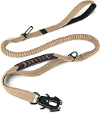 Chaoos 大型犬 リード 犬 リード 伸縮 犬リード小型犬 リード 犬用リード 人気 長め 長さ1.35m～1.9ｍ【高級航空アルミニウム金具】トレーニングリード 夜散歩 訓練用 持ち手2個 伸縮リード 痛くない 反射材料  (カーキ)