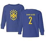 TCAMPブラジル2018 National Soccer # 2 Dani Alves世界選手権Little Kidsガールズボーイズ幼児用長袖Tシャツ 4T