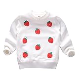 女の子 ガールズ ニット セーター 長袖 ジュニア 子供服 秋冬 通園 通学 やわらか 厚手 かわいい 100-140cm かわわい 上着 イチゴ パターン ホワイト