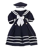 Girl Nautical Sailorホワイト/ネイビーs-4tドレスOutfit w /帽子新生児赤ちゃん幼児用