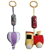 ベビーベッド＆ベビーカーおもちゃ、2点セット、[列車＆熱気球]