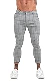 [GINGTTO] メンズ スキニーパンツ スリム チェックパンツ ストレッチ, グレー4 28