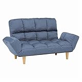 カウチソファー 【2人掛け ネイビー】 肘付き ハイバック仕様 リクライニング機能付き LSF-4892HB-NV