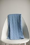Classic Cable Knit Baby Blanket - French Blue - Made in USA by Bluebird Blanket