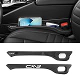 CX-3 適用 隙間クッション 厚型 隙間埋め 車用 シートサイド クッション 正・裏面取付可 シート コンソール 隙間収納 落下防止 小物入れ 内装パーツ 運転席+助手席 ロゴ左右対称設計 2本入り (ブラック, CX-3 専用)