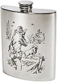 Wentworth Pewter- Shooting Pewter Kidney Flask,Hip Flask, Spirit Flask, 6oz capacity, Hunting Scene